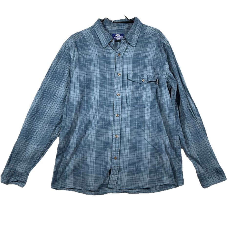 AFTCO Flannel LS Shirt Fish Midnight Blue Men's